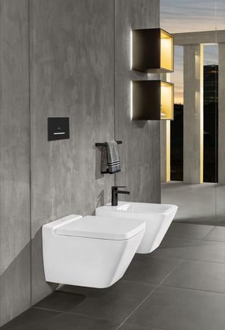 Villeroy & Boch Bidet Finion 375x320mm Rechteck Weiß Alpin CeramicPlus – Wand-Bidet mit 1 Hahnloch