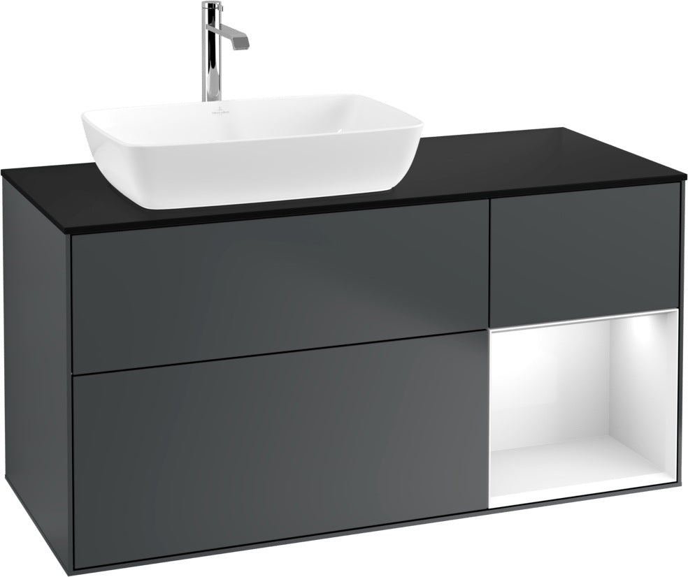 Villeroy & Boch Finion Waschtischunterschrank 1200 mm Glossy White mit Beleuchtung und SoftClosing