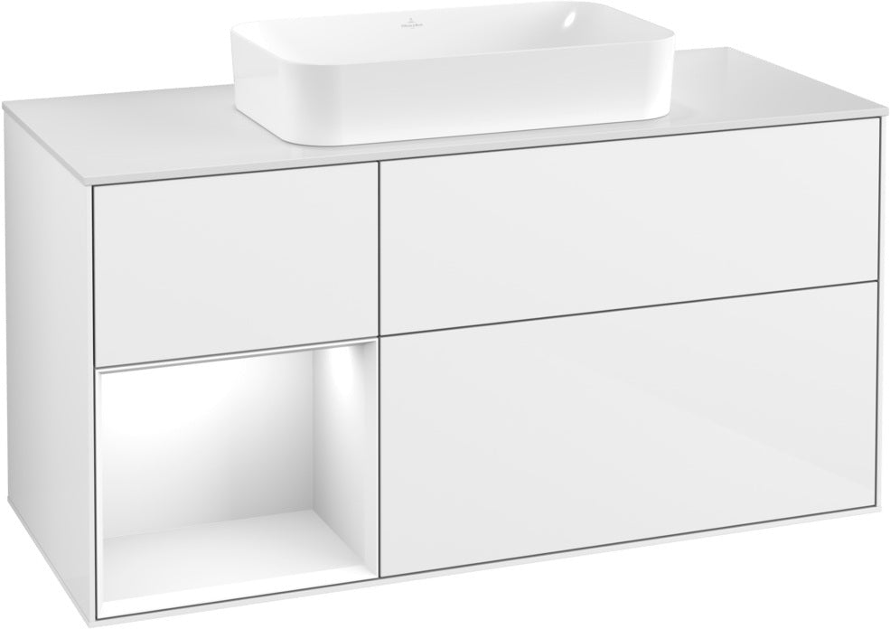Villeroy & Boch Finion Waschbeckenunterschrank 1200 mm Walnut Veneer mit Beleuchtung