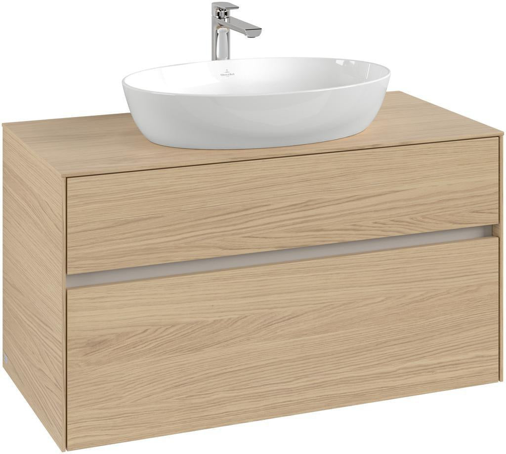Villeroy & Boch CHIC Badmöbelset 100 cm mit Lichtspiegel Glossy White – 2 Auszüge, CeramicPlus
