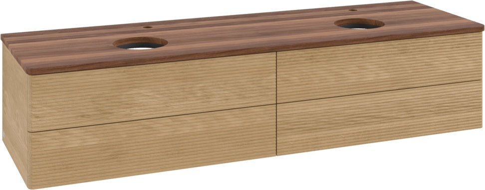 Villeroy & Boch Antao Waschtischunterschrank 1600 mm Warm Walnut mit 4 Auszügen und Beleuchtung