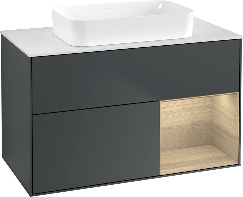 Villeroy & Boch Finion Waschtischunterschrank 1000 mm Glossy White Lacquer mit LED-Beleuchtung