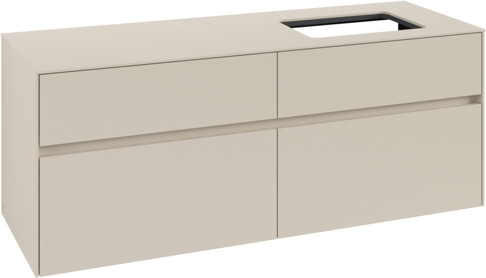 Villeroy & Boch Waschbeckenunterschrank Collaro C11800 1400 mm Cashmere Grey mit 4 Auszügen und SoftClosing