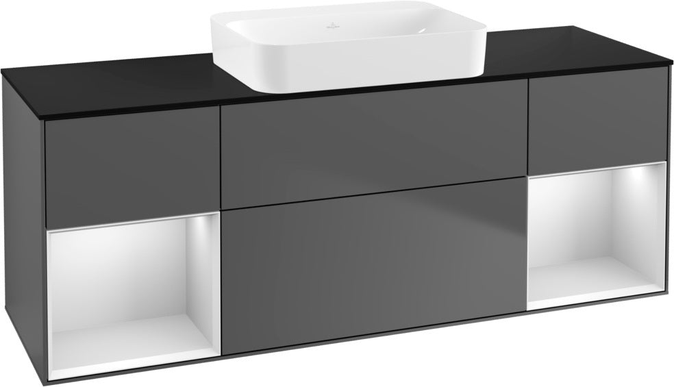 Villeroy & Boch Finion Waschbeckenunterschrank 1600 mm Glossy White Lacquer mit Beleuchtung