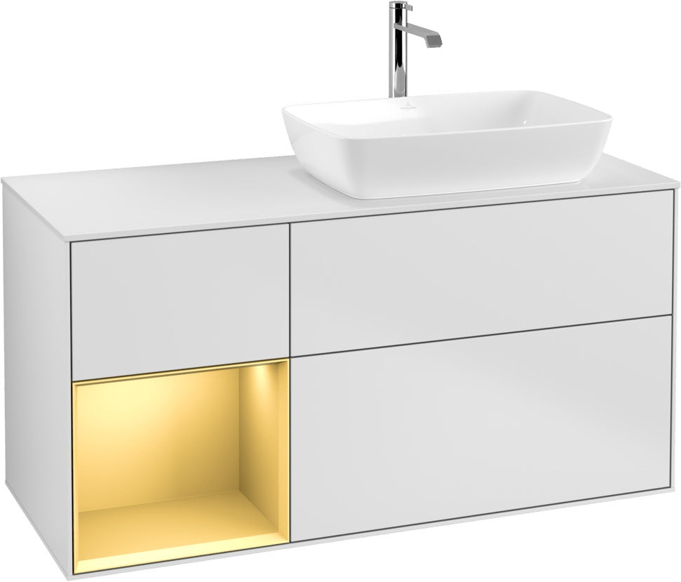 Villeroy & Boch Finion Waschbeckenunterschrank 1200 mm Glossy White Lacquer mit Beleuchtung