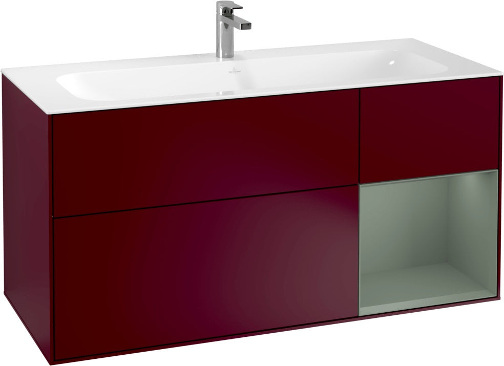 Villeroy & Boch Finion Waschbeckenunterschrank Glossy White Lacquer 1196 mm mit LED-Beleuchtung