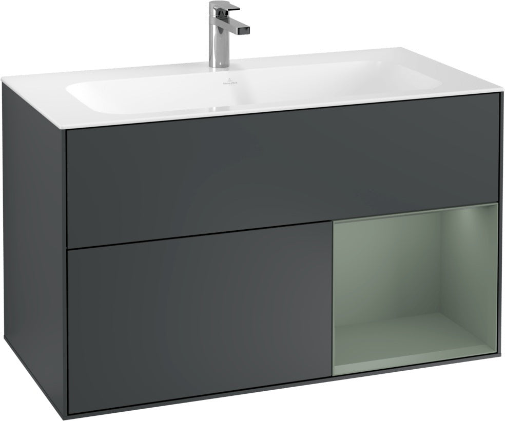 Villeroy & Boch Finion Waschtischunterschrank 996 mm Glossy White Lacquer mit LED-Beleuchtung