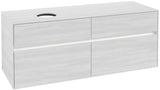 Villeroy & Boch Collaro Waschtischunterschrank 1400 mm mit LED-Beleuchtung und 4 Auszügen, White Wood