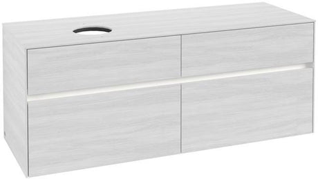 Villeroy & Boch Collaro Waschtischunterschrank 1400 mm mit LED-Beleuchtung und 4 Auszügen, White Wood