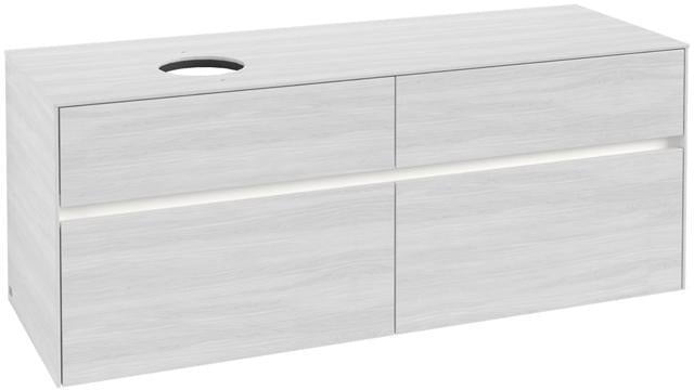 Villeroy & Boch Collaro Waschtischunterschrank 1400 mm mit LED-Beleuchtung und 4 Auszügen, White Wood