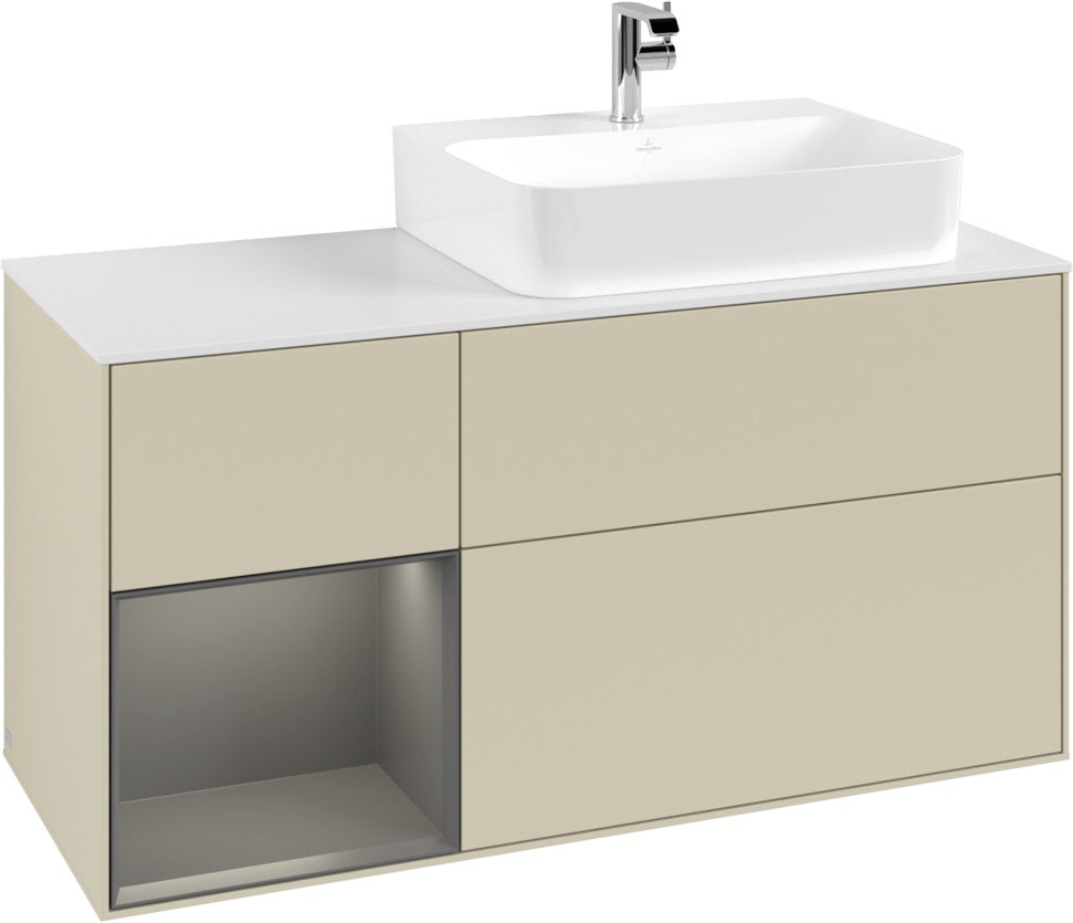Villeroy & Boch Waschtischunterschrank Finion G141G 1200 mm Glossy White mit LED-Beleuchtung