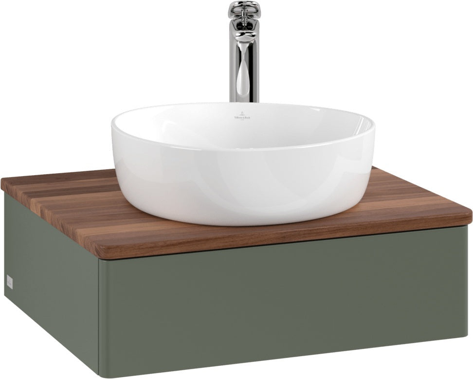 Villeroy & Boch Antao Waschtischunterschrank 600 mm Leaf Green Matt Lack mit Hahnlochbohrung