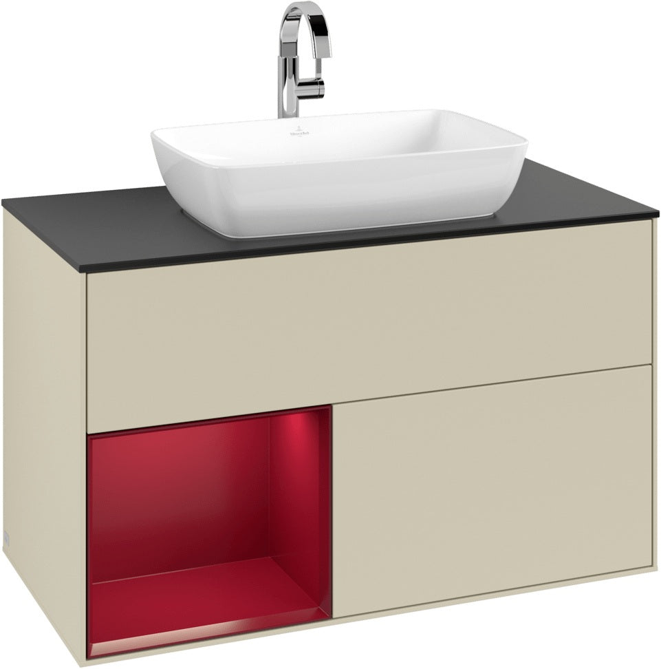 Villeroy & Boch Finion Waschbeckenunterschrank Glossy White mit Beleuchtung, 1000 mm