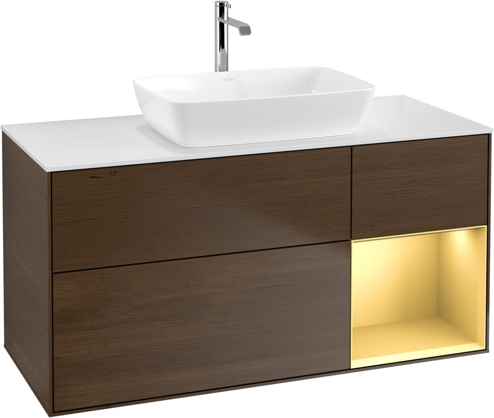 Villeroy & Boch Waschtischunterschrank Finion G831G 1200 mm Glossy White Lacquer mit Beleuchtung