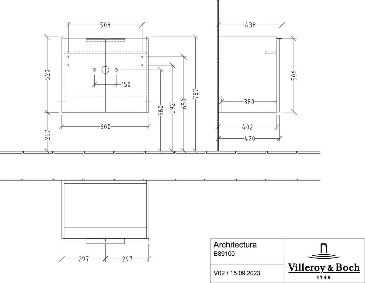 Villeroy & Boch Architectura Waschbeckenunterschrank White Matt 600 mm – 2 Türen, SoftClosing