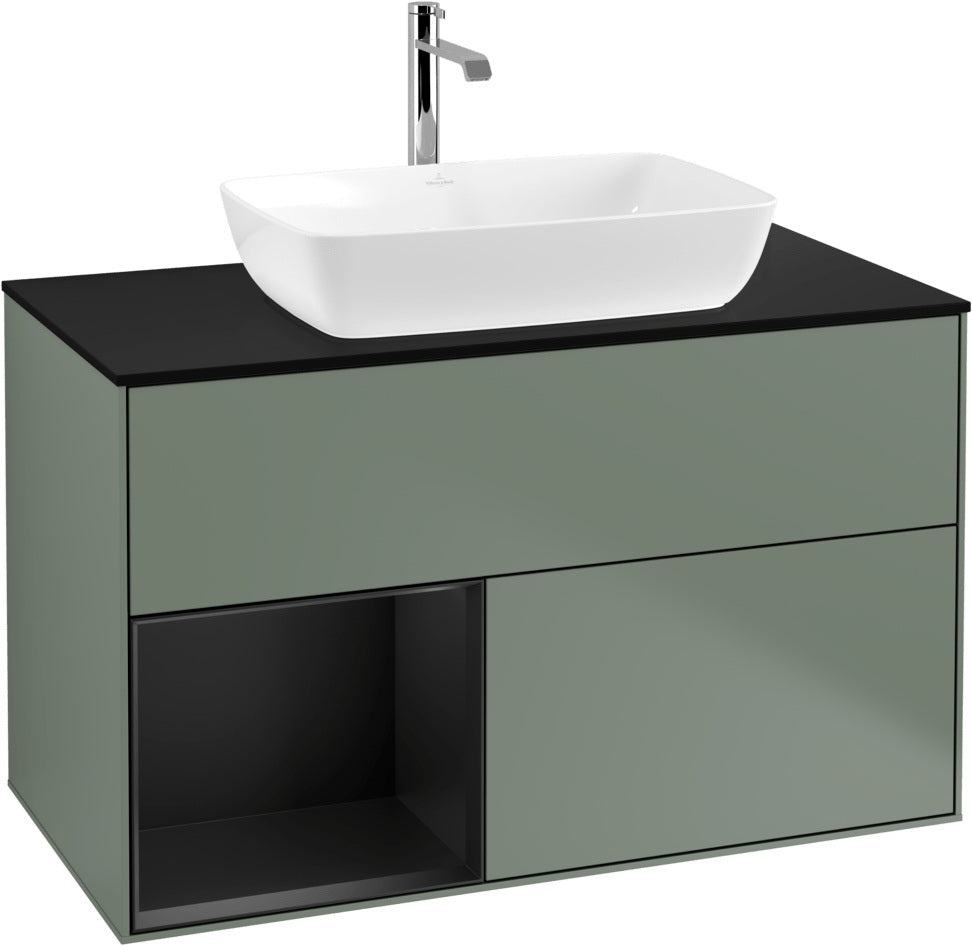 Villeroy & Boch Finion Waschbeckenunterschrank Glossy White mit Beleuchtung, 1000 mm