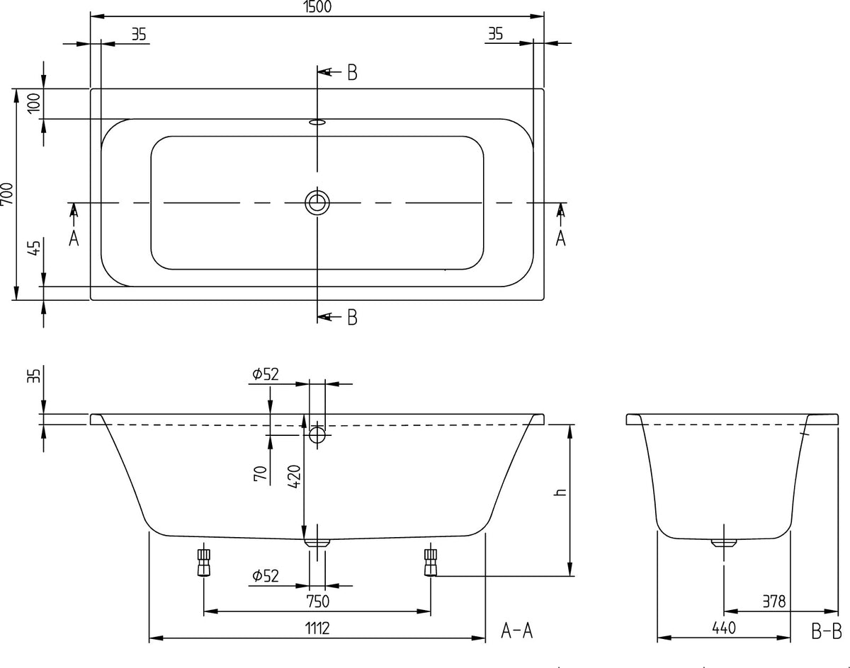 Villeroy & Boch Architectura Airpool Comfort Whirlpool 1500x700mm Weiß Alpin – 2 Personen, Unterwasserbeleuchtung