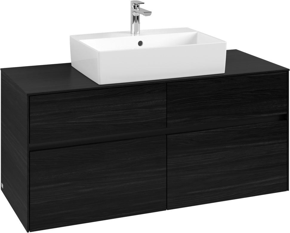 Villeroy & Boch Waschbeckenunterschrank Collaro C128 Black Oak 1200 mm – 4 Auszüge, SoftClosing