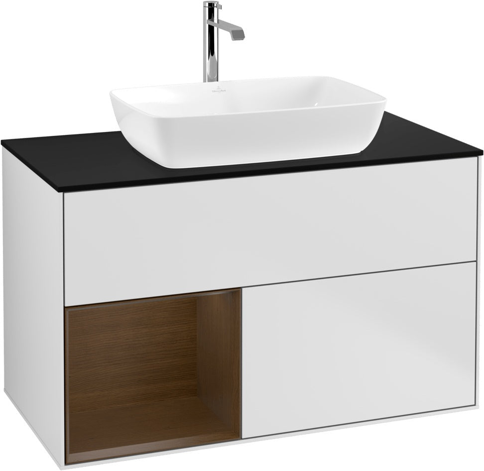 Villeroy & Boch Finion Waschbeckenunterschrank Glossy White mit Beleuchtung, 1000 mm