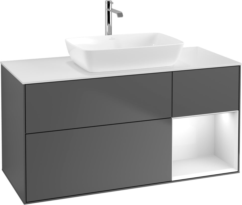 Villeroy & Boch Waschtischunterschrank Finion G831G 1200 mm Glossy White Lacquer mit Beleuchtung