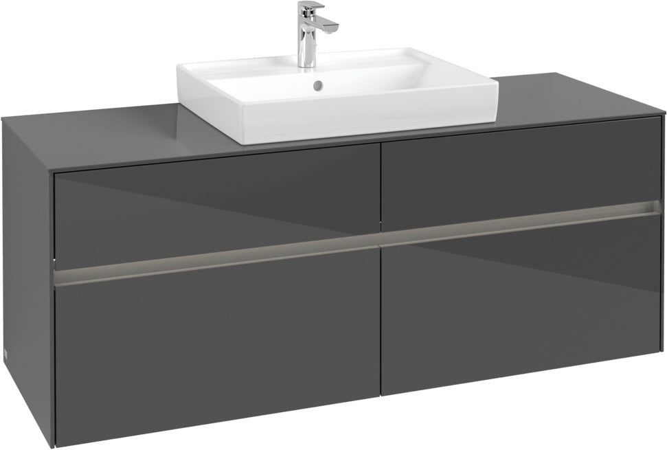 Villeroy & Boch Waschtischunterschrank Collaro C084 B0 1400 mm Glossy Grey mit LED-Beleuchtung
