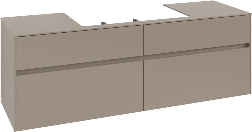 Villeroy & Boch Waschtischunterschrank Collaro C028 B0 1600 mm Taupe mit Beleuchtung und SoftClosing