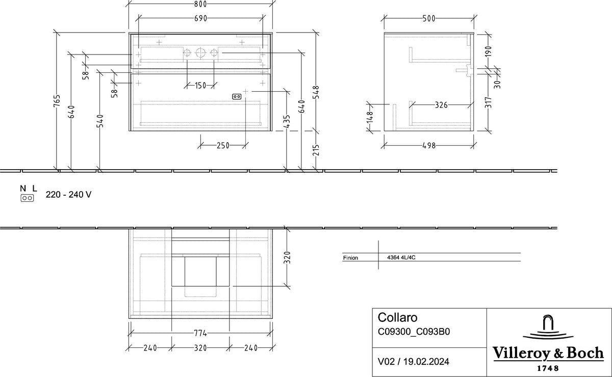 Villeroy & Boch Collaro Waschbeckenunterschrank 800 mm Glossy White mit SoftClosing