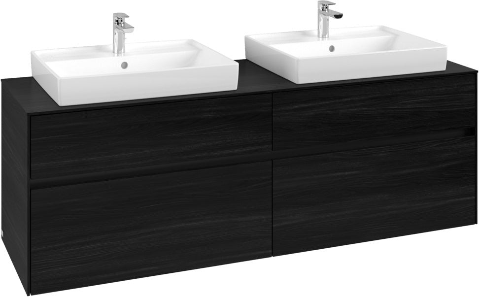Villeroy & Boch Collaro Waschtischunterschrank 1600 mm Black Oak – 4 Auszüge, SoftClosing, Push-Open