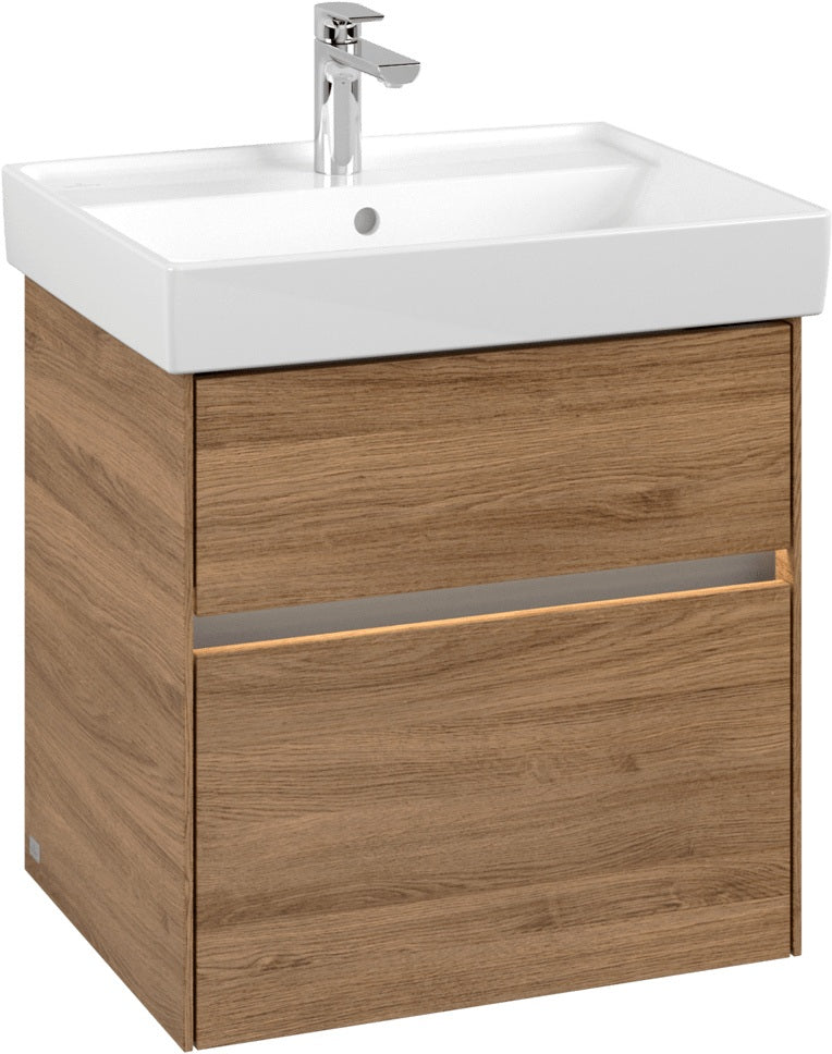 Villeroy & Boch Waschbeckenunterschrank Collaro C008 B0 Kansas Oak mit LED-Beleuchtung und SoftClosing