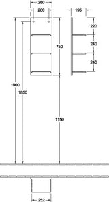 Villeroy & Boch Subway 2.0 Regal 280 mm Eiche – 3 Ablagen, wandhängend