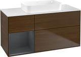 Villeroy & Boch Finion Waschbeckenunterschrank 1200 mm Walnut Veneer mit Beleuchtung