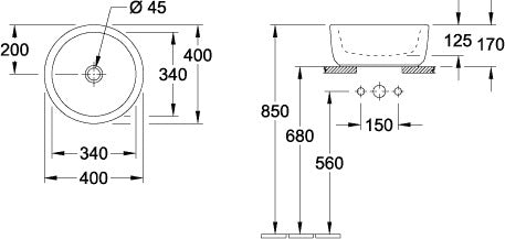 Villeroy & Boch Architectura Aufsatzwaschtisch 400 mm rund weiß ohne Überlauf