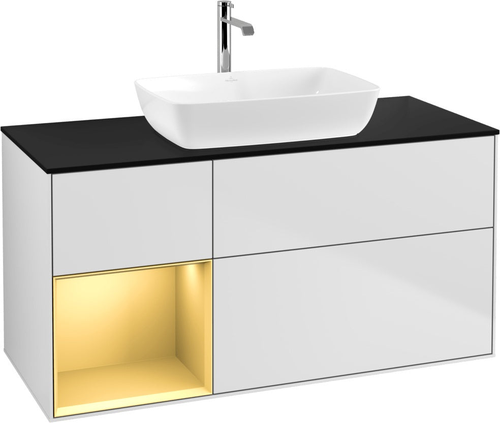 Villeroy & Boch Finion Waschtischunterschrank 1200 mm Glossy White Lacquer mit Beleuchtung