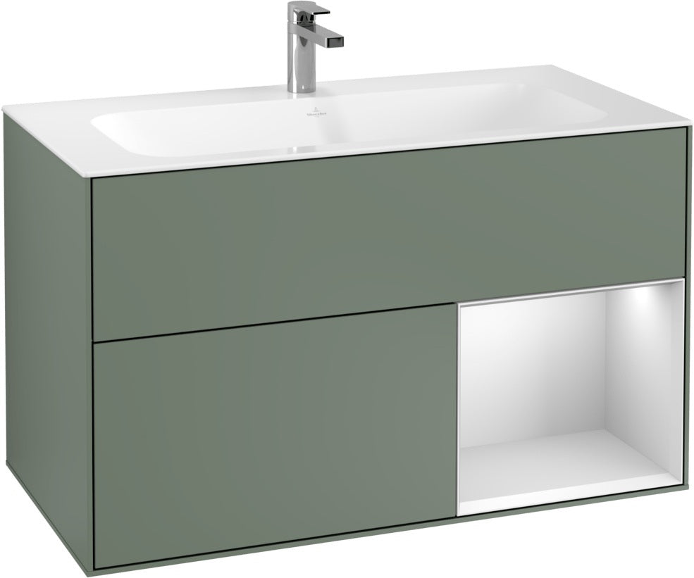 Villeroy & Boch Finion Waschtischunterschrank 996 mm Glossy White Lacquer mit LED-Beleuchtung