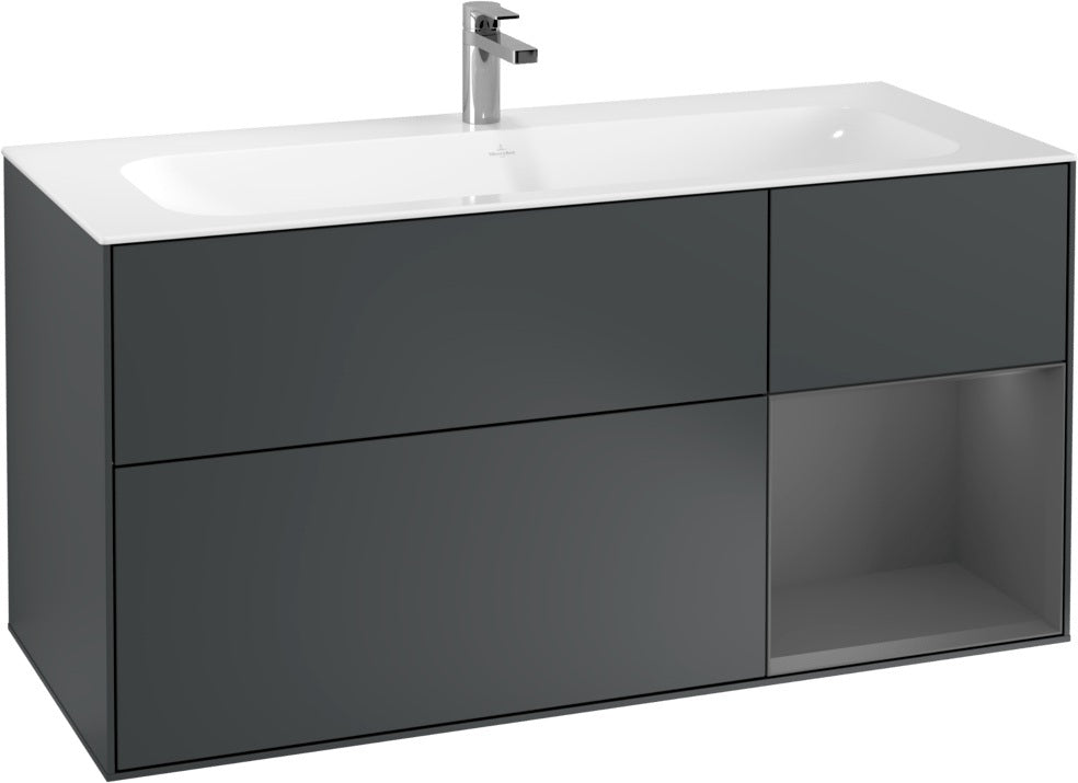 Villeroy & Boch Finion Waschbeckenunterschrank Glossy White Lacquer 1196 mm mit LED-Beleuchtung