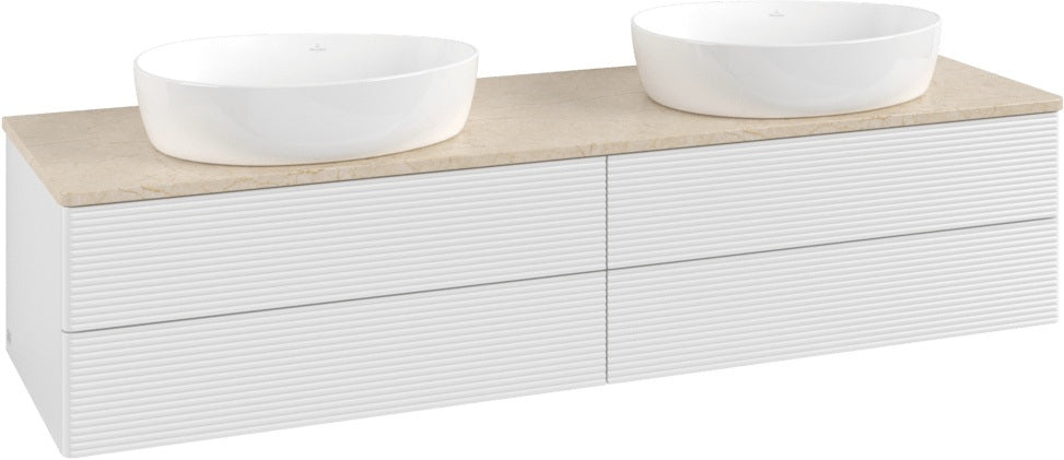 Villeroy & Boch Waschbeckenunterschrank Antao L28113 1600 mm Glossy White mit 4 Auszügen und LED-Beleuchtung