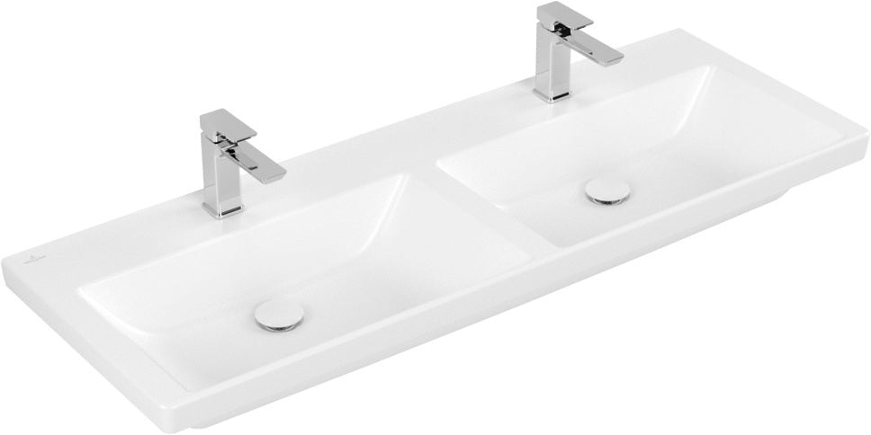 Villeroy & Boch Subway 3.0 Schrank-Doppelwaschtisch 1300 mm Weiß Alpin, ohne Überlauf