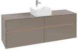 Villeroy & Boch Collaro Waschtischunterschrank 1600 mm mit LED-Beleuchtung und 4 Auszügen in Soft Grey