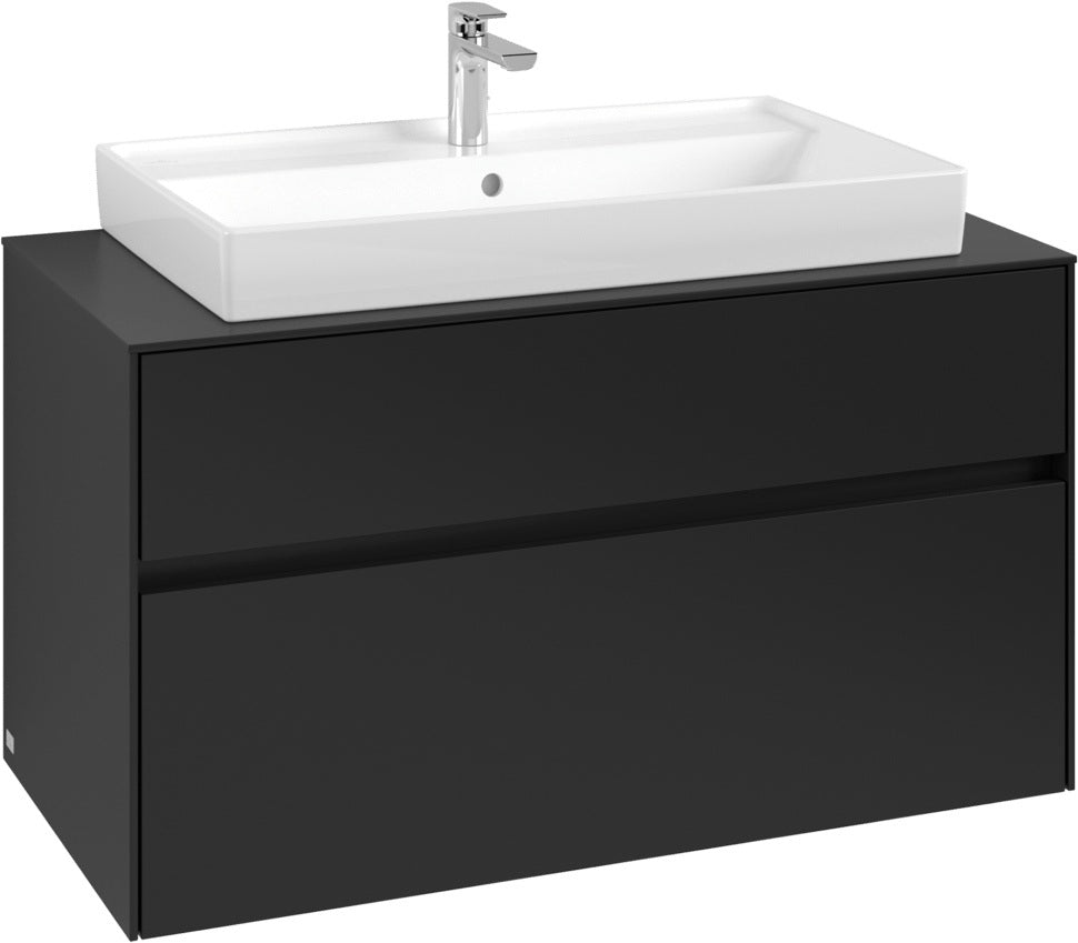 Villeroy & Boch Collaro Waschtischunterschrank 1000 mm mit LED-Beleuchtung und 2 Auszügen in White Wood