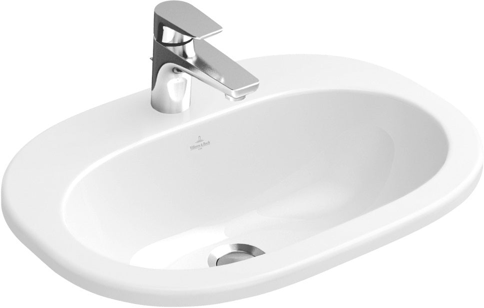 Villeroy & Boch Einbauwaschbecken O.novo 560x405mm Weiß Alpin – Oval, mit Überlauf, 1 Hahnloch