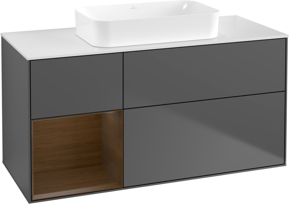 Villeroy & Boch Finion Waschbeckenunterschrank 1200 mm Walnut Veneer mit Beleuchtung