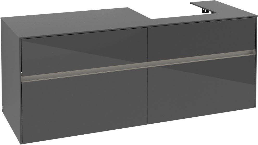 Villeroy & Boch Waschtischunterschrank Collaro C075 B0 1400 mm Glossy Grey mit Beleuchtung