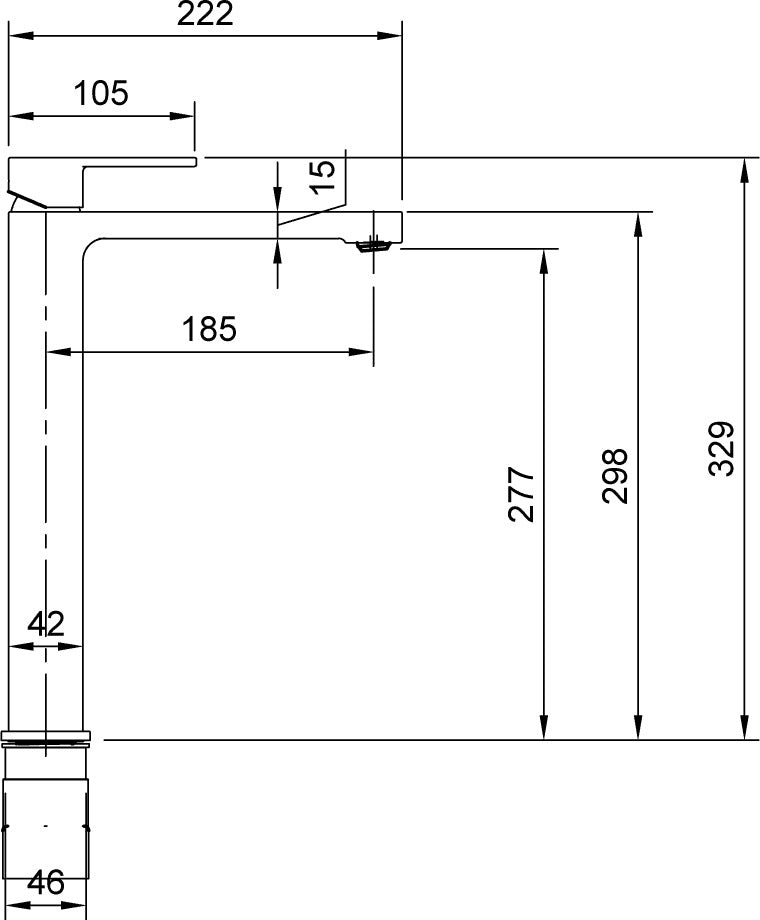 Villeroy & Boch Architectura Einhebel-Waschtischarmatur erhöht, 42 x 329 x 222 mm, Chrom