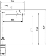 Villeroy & Boch Architectura Einhebel-Waschtischarmatur erhöht, 42 x 329 x 222 mm, Chrom
