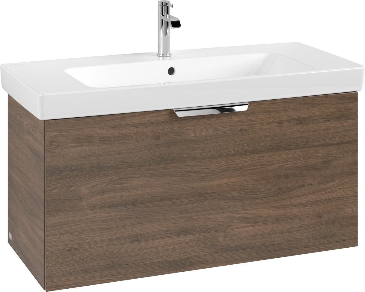 Villeroy & Boch LineUp Badezimmerset 1000 mm mit Spiegel Arizona Oak – Waschbecken, Unterschrank & Spiegel