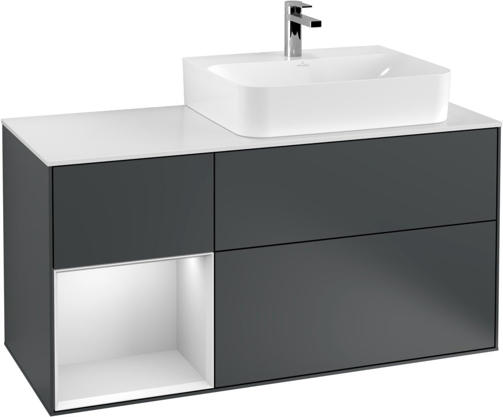 Villeroy & Boch Waschtischunterschrank Finion G141G 1200 mm Glossy White mit LED-Beleuchtung