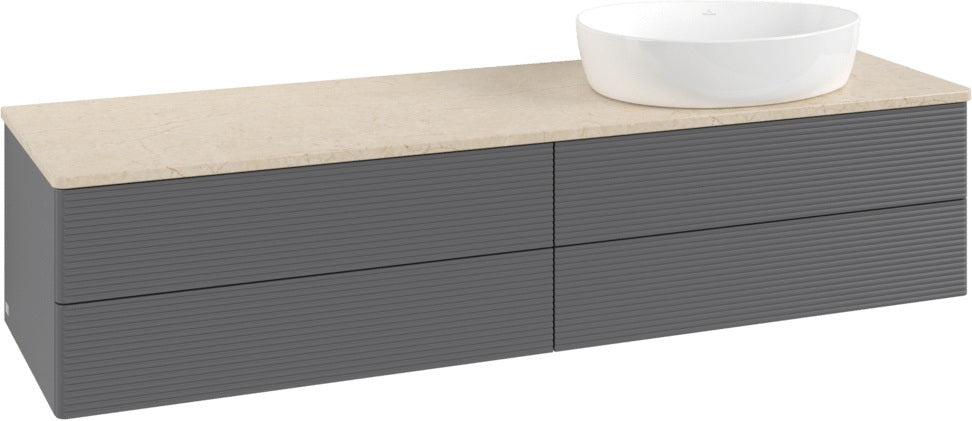 Villeroy & Boch Waschtischunterschrank Antao 1600 mm Anthracite Matt Lacquer mit 4 Auszügen und LED-Beleuchtung