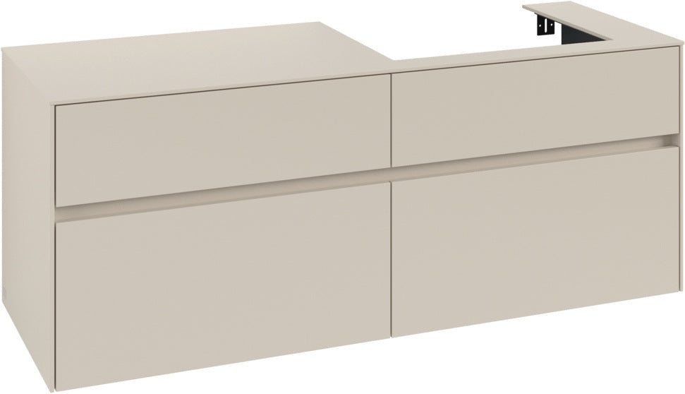 Villeroy & Boch Waschtischunterschrank Collaro C086 B0 1400 mm Cashmere Grey mit Beleuchtung