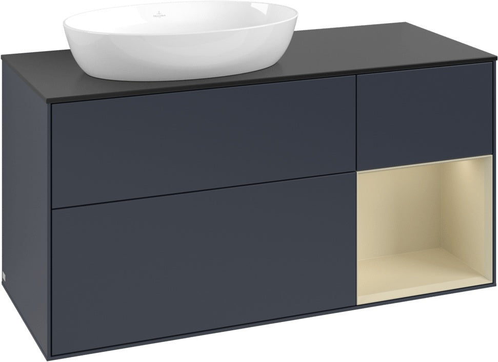 Villeroy & Boch Finion Waschtischunterschrank 1200 mm Glossy White Lacquer mit LED-Beleuchtung