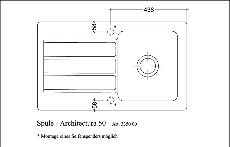 Villeroy & Boch Architectura 50 Einbauspüle 860x510mm Ebony CeramicPlus reversibel
